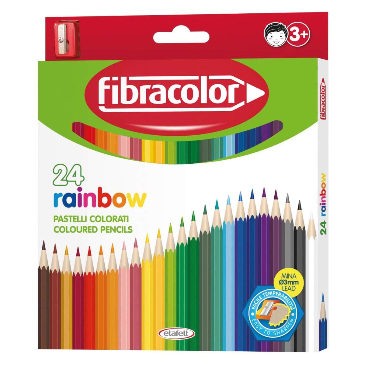 Fibracolor rainbow 24  pastelli esagonali - punta fine - temperino in omaggio