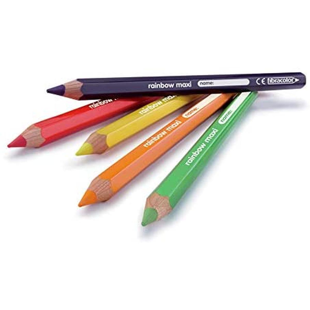Fibracolor rainbow maxi 12 pastelli esagonali - punta grossa