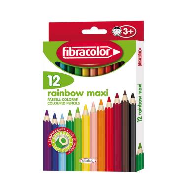 Fibracolor rainbow maxi 12 pastelli esagonali - punta grossa
