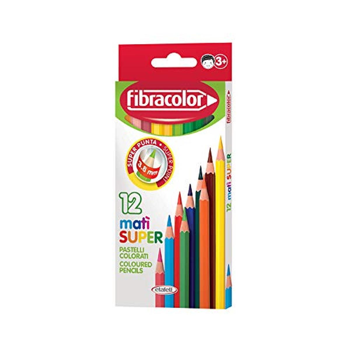 Fibracolor mati' super - pastelli legno esagonale - punta media - confezione da 12 pz