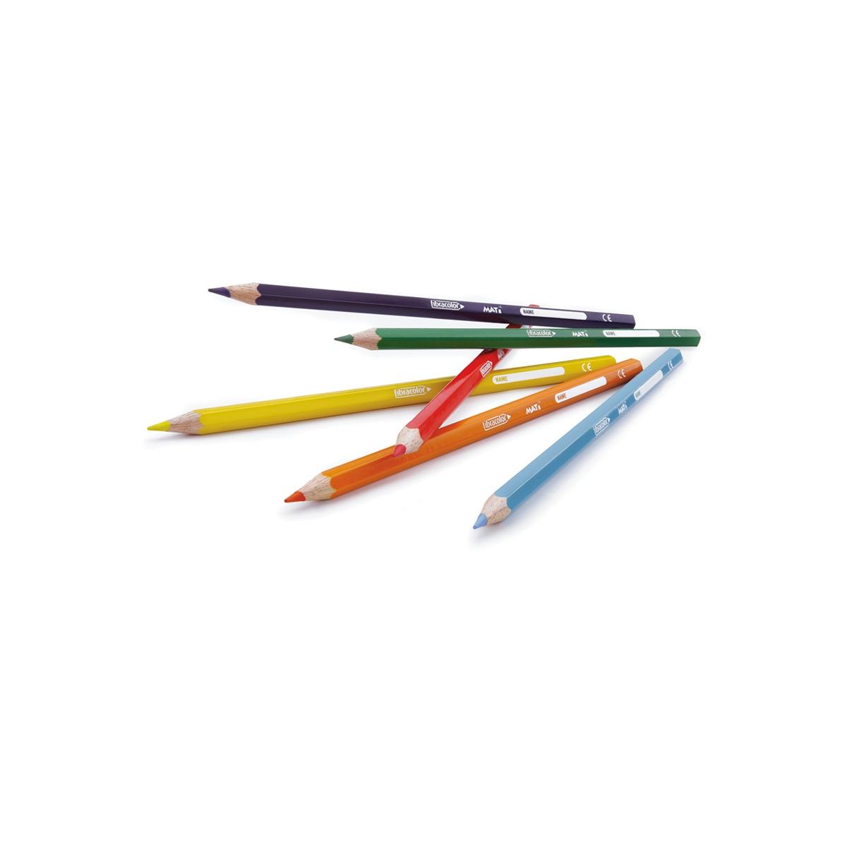 Fibracolor mati' - pastelli in legno esagonale - punta fine - confezione da 18 pz - speciale ricarica astuccio