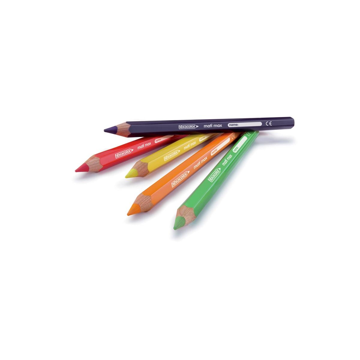 Fibracolor mati' maxi - pastelli esagonale - punta grossa - 12 pz