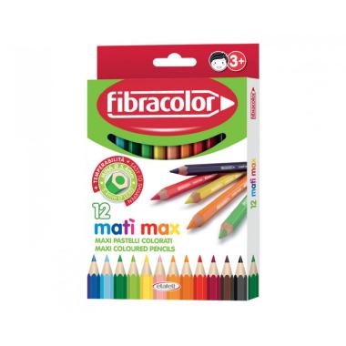 Fibracolor mati' maxi - pastelli esagonale - punta grossa - 12 pz