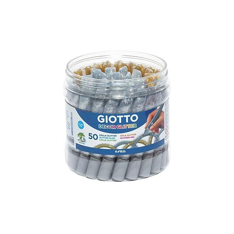 Giotto decor glitter - colla ideale per decorare in tubetto da 10,5 ml in 6 colori assortiti -