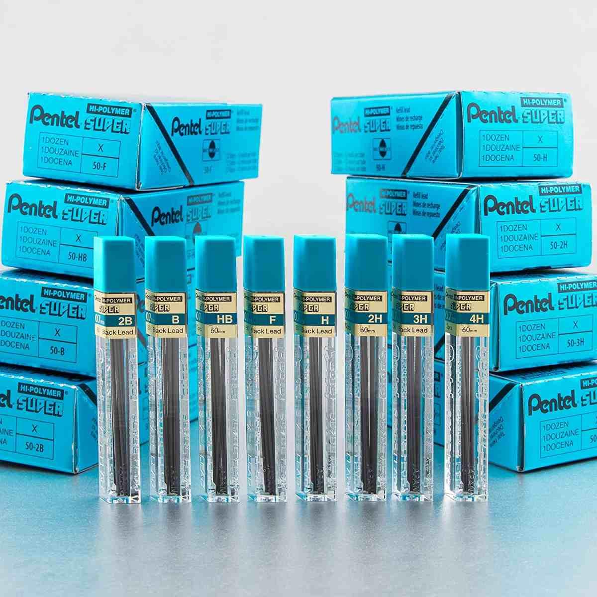 Pentel - micromine super hi-polymer - astuccio da 12 mine