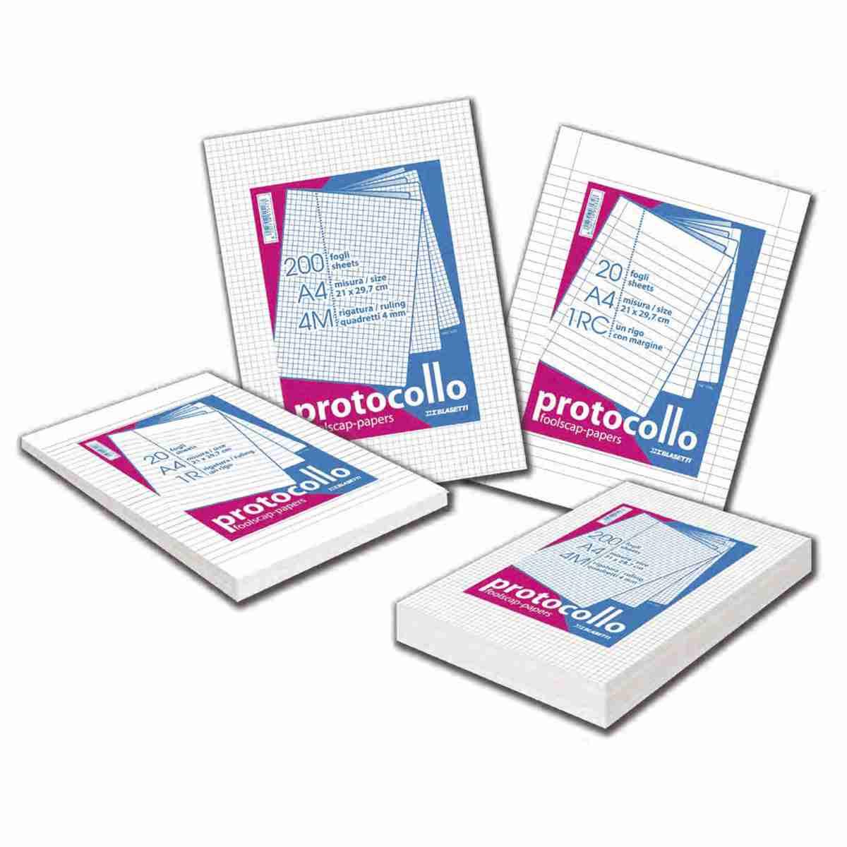 Blasetti protocollo - fogli a4 protocollo 210 x 297 mm - 200 fogli - 60 gr -