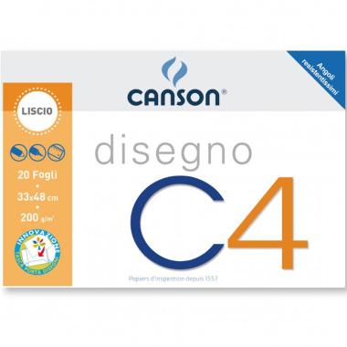 Canson - album da disegno c4 liscio - 4 angoli - formato 33 x 48 cm - 20 fogli - carta 200 gr