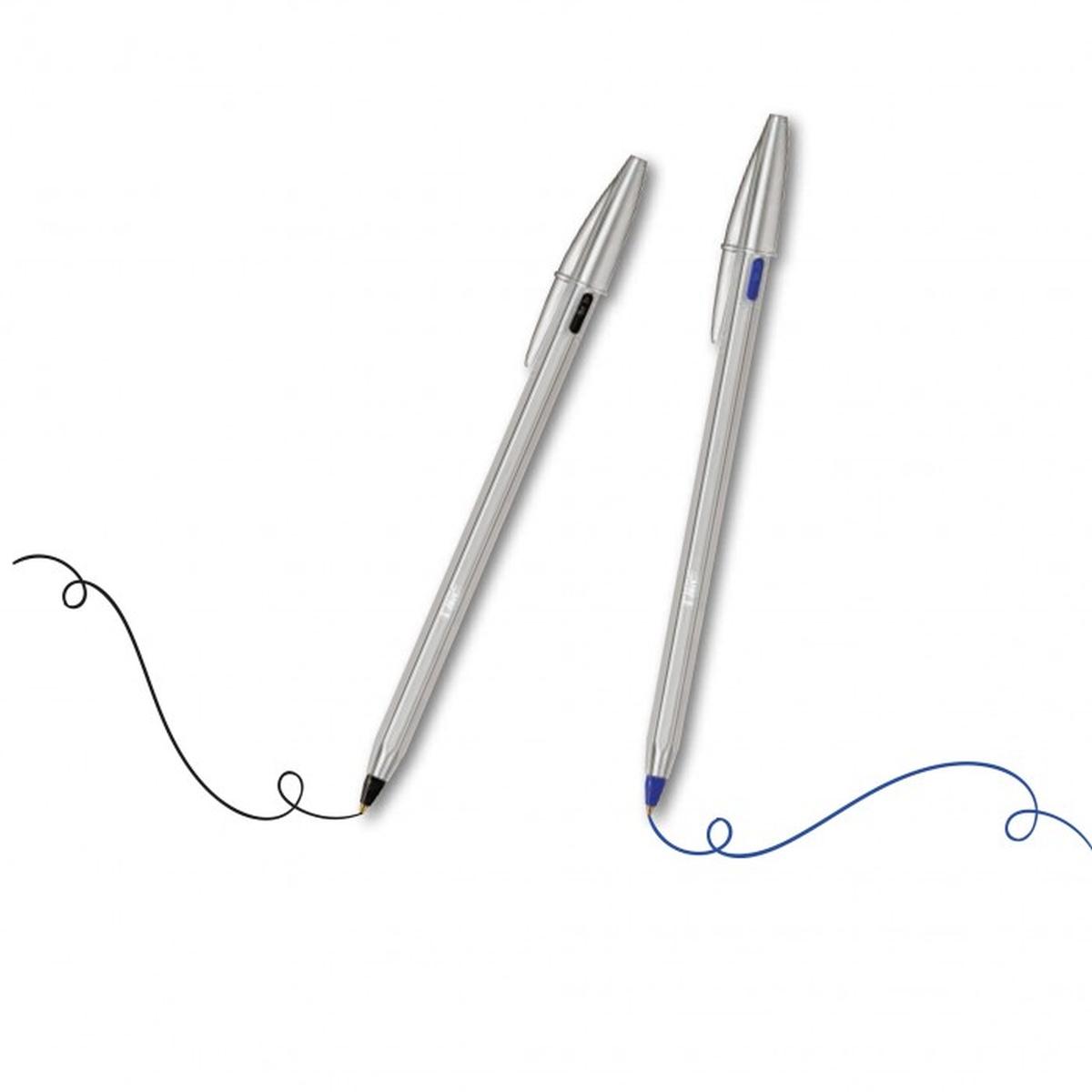 Bic cristal metal re'new - penna a sfera + 2 ricariche - punta 1.0 mm