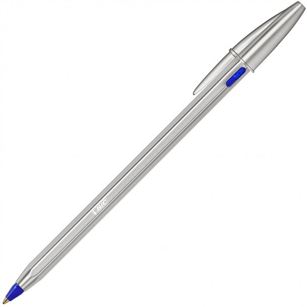Bic cristal metal re'new - penna a sfera + 2 ricariche - punta 1.0 mm