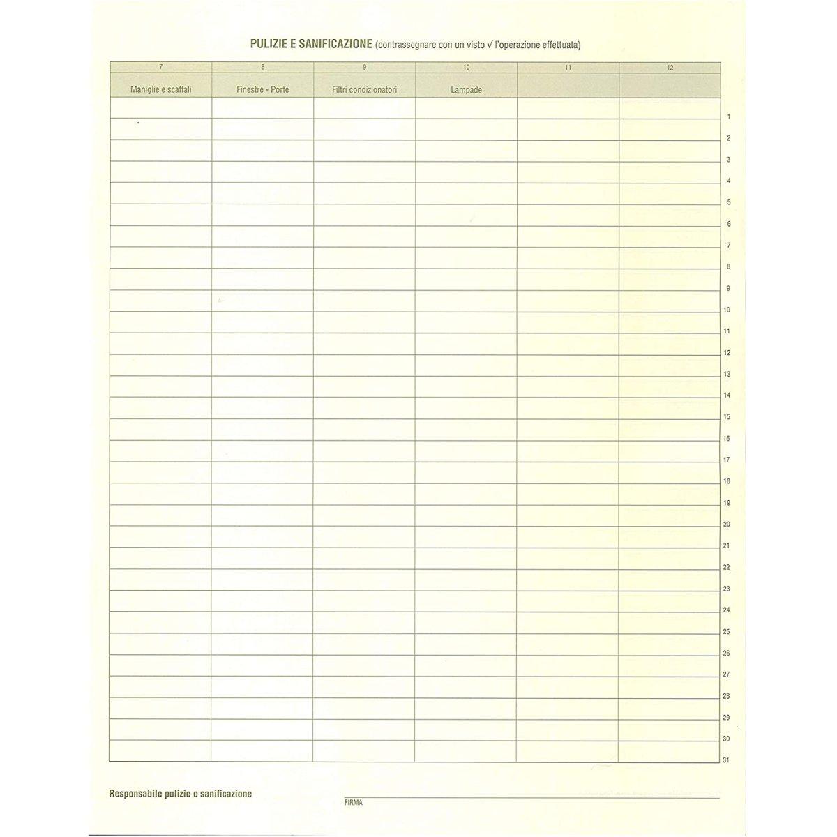 Edipro - registro di pulizia e sanificazione in azienda 40 pagine - formato 31 x 24,5 cm