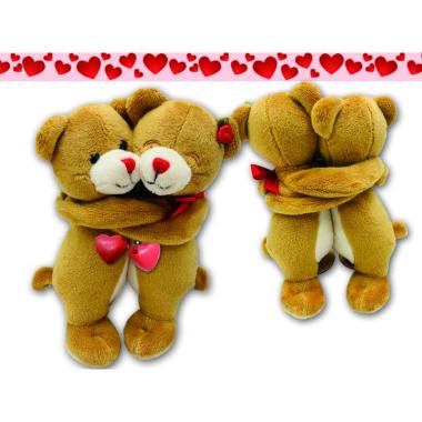 Coppia orsetti alti 14cm con cuoricini in legno