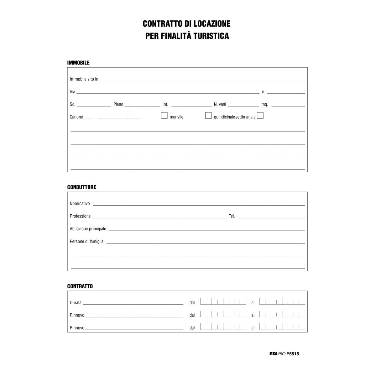 Edipro - contratto locazione uso stagionale - formato 29,7 x 21 cm