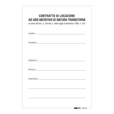 Edipro - contratto locazione transitorio - formato 29,7 x 21 cm