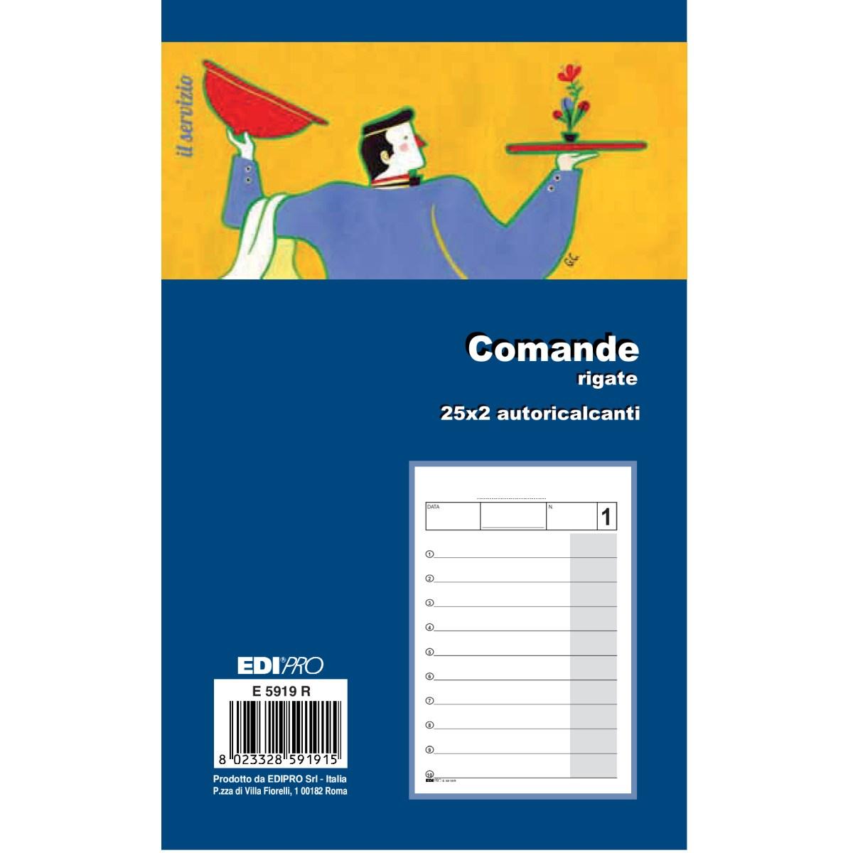 Edipro - blocco comande rigate 25 x 2 autoricalcante - formato 17 x 9,9 cm