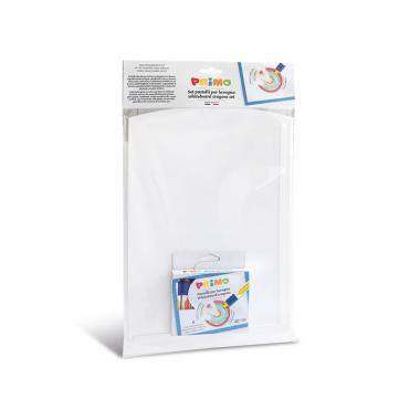 Primo - pastelli a cera - set con lavagna in pp 35 x 24 cm e pastelli a cera cancellabili a secco, 8 colori