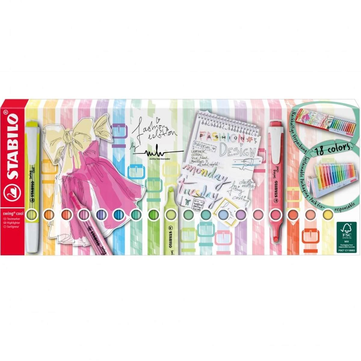 Stabilo evidenziatore swing cool + pastel - desk set 18 colori
