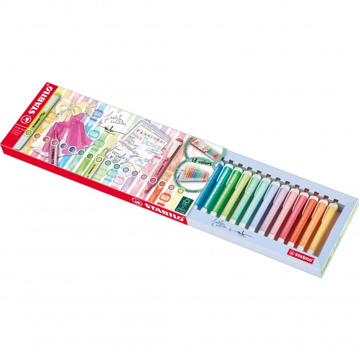 Stabilo evidenziatore swing cool + pastel - desk set 18 colori