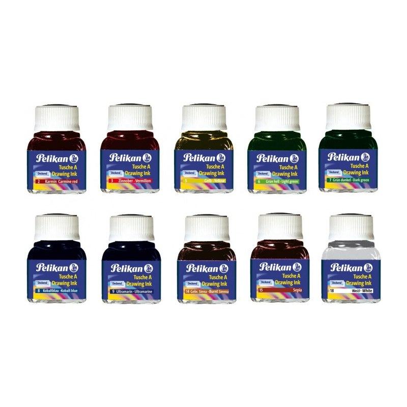 Pelikan - inchiostro di china 523 - flacone da 10 ml in vetro - utilizzabile su carta, cartoncini da disegno e film opacizzati -