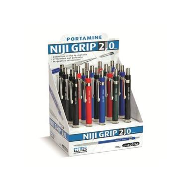 Niji - portamine grip 2.0 mm - puntalino e clip in metallo, affilamine nel pulsante