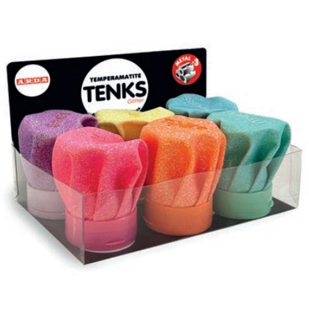 Arda - temperamatite tenks glitter 3 fori in metalllo con serbatoio in stoffa