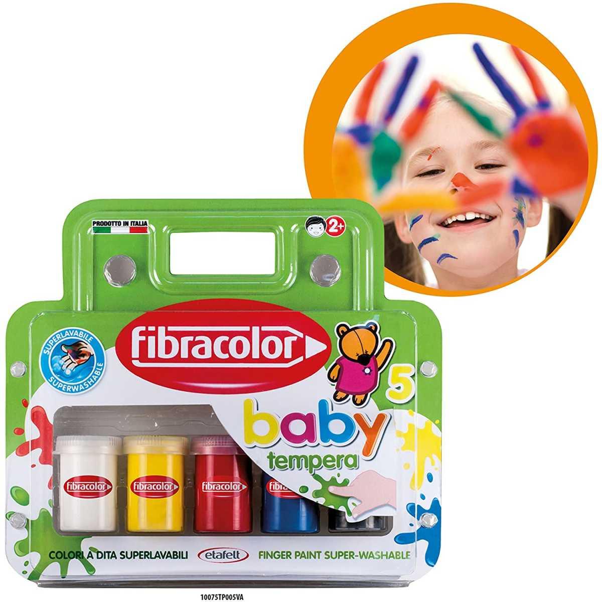 Fibracolor baby tempera - colori a dita - vasetto da 25 ml - 6 pz