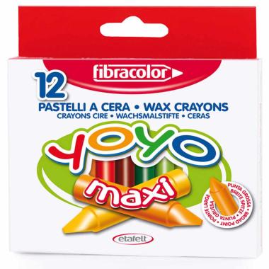 Fibracolor yoyo - pastelli a cera - punta fine - confezione da 12 pz