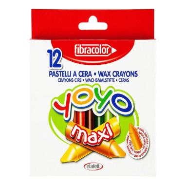 Fibracolor yoyo maxi - pastelli a cera maxi - punta grossa - confezione da 12 pz