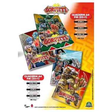 Gormiti 21 - quaderno a4 maxi - carta 100 gr/mq - 20+r fogli