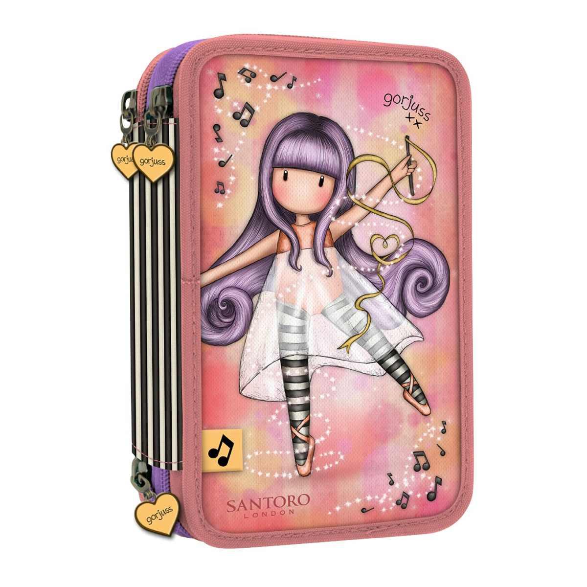 Santoro astuccio scolastico 3 zip - gorjuss little dancer