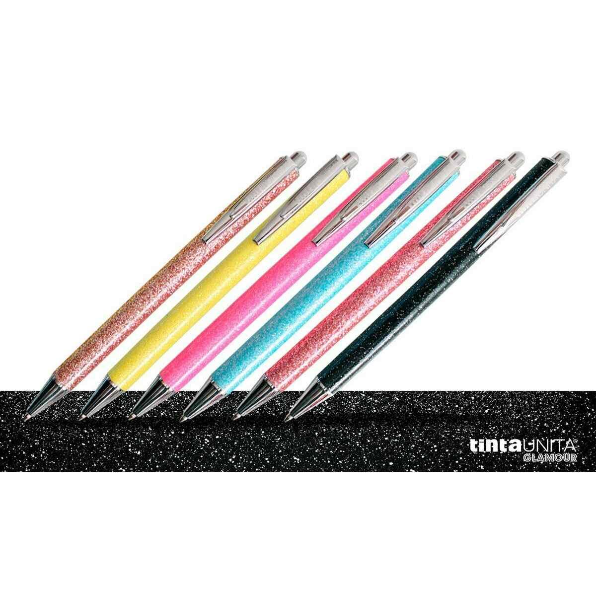 Tinta unita glamour - penna a sfera - inchiostro blu - fusto glitterato