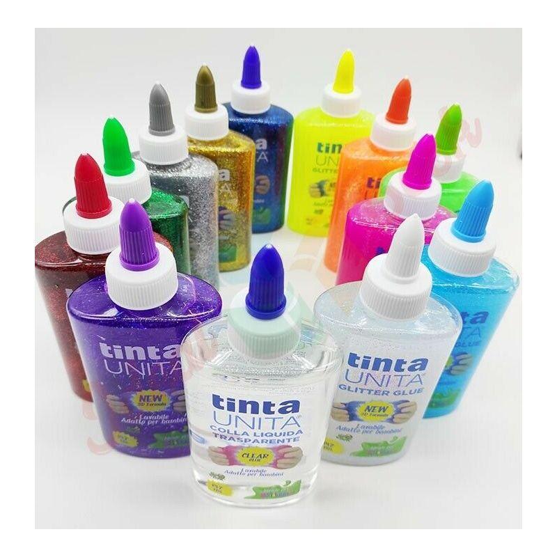 Tinta unita - glitter glue in flacone da 147 ml - ideale per slime -