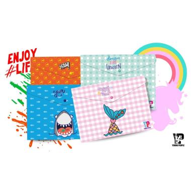 Young people - busta in ppl con bottone formato a4 - grafica mix - boy & girl