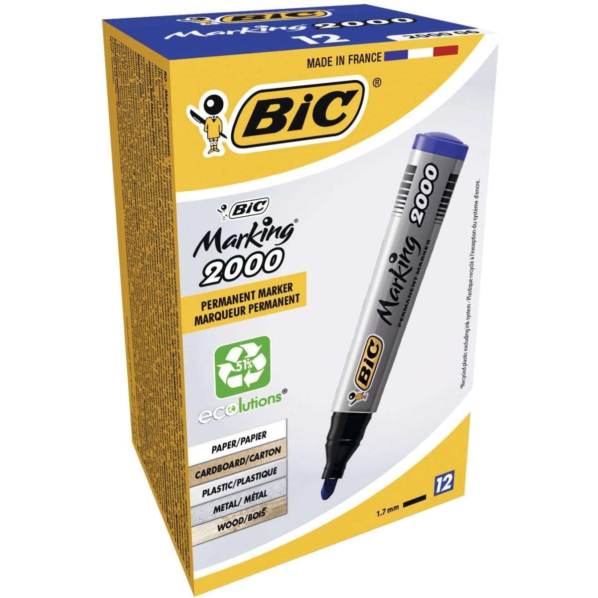 Bic marking 2000 ecolutions - marcatore permanente inchiostro a base d'alcool - punta tonda acrilica da 4,95 mm