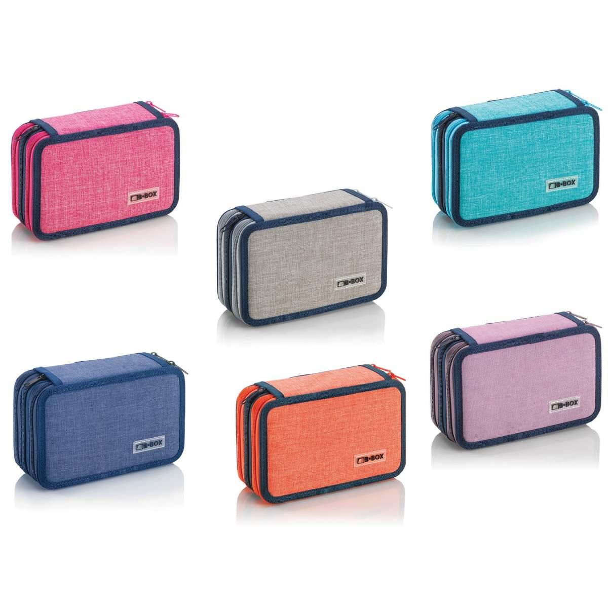 B-box - astuccio 3 zip in tessuto colorato