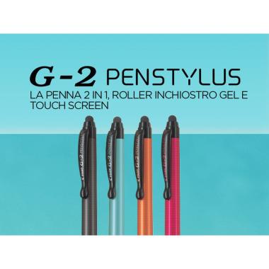 Pilot - g-2 penstylus penna roller gel con touch - black ink - punta media da 0,7 mm