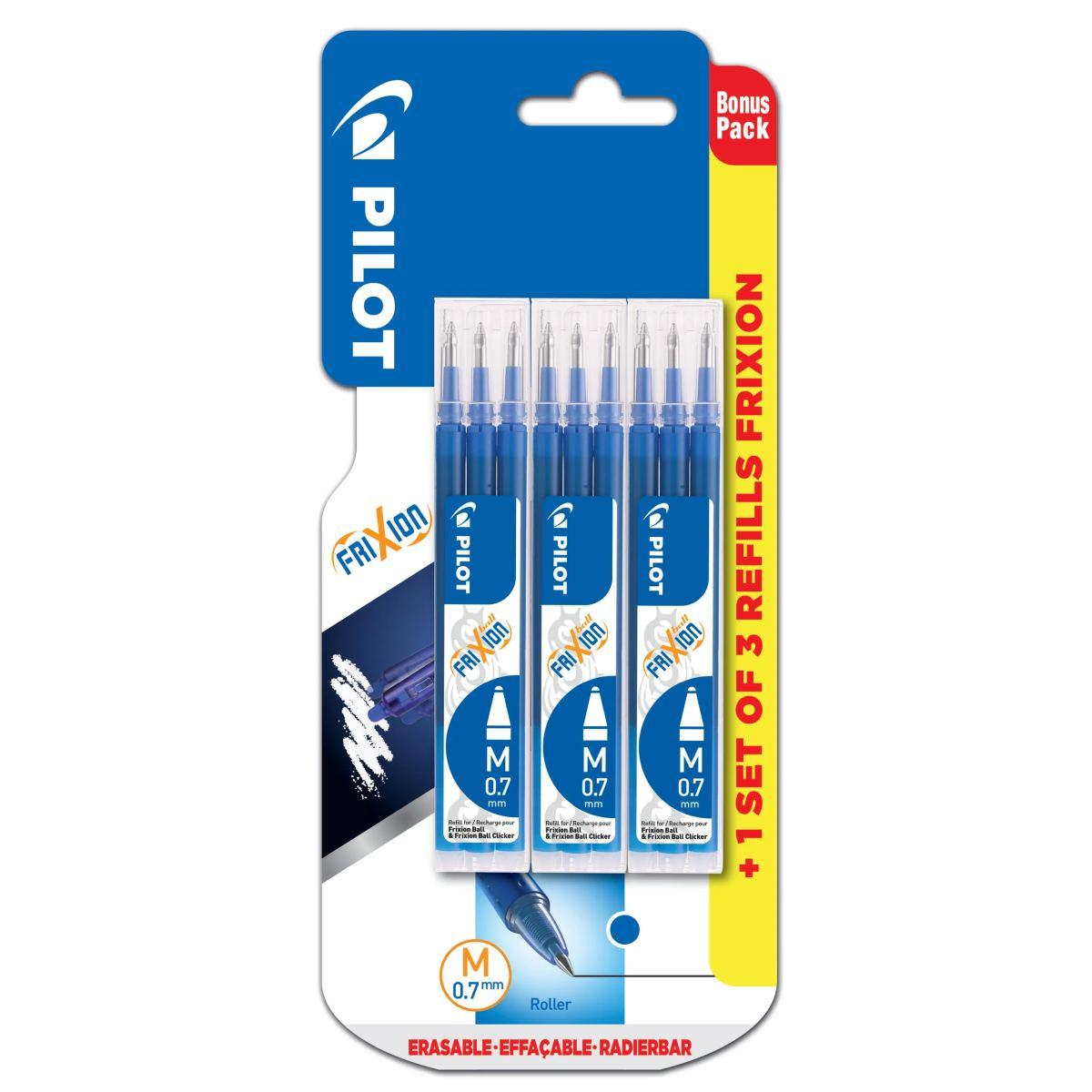 PILOT PROMO PACK RICARICHE 3 + 1 / <br />3 SET 3 REFILLS FIXION BALL/CLICKER 0,7 MM BLU / <br />+ 1 SET 3 REFILLS FIXION BALL/CLICKER 0,7 MM BLU (OMAGGIO)