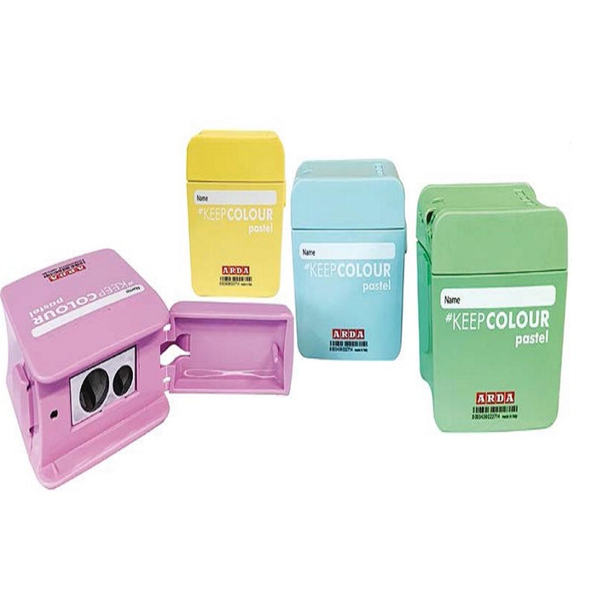 Arda - temperino clack keep colour pastel con serbatoio - 2 fori metal