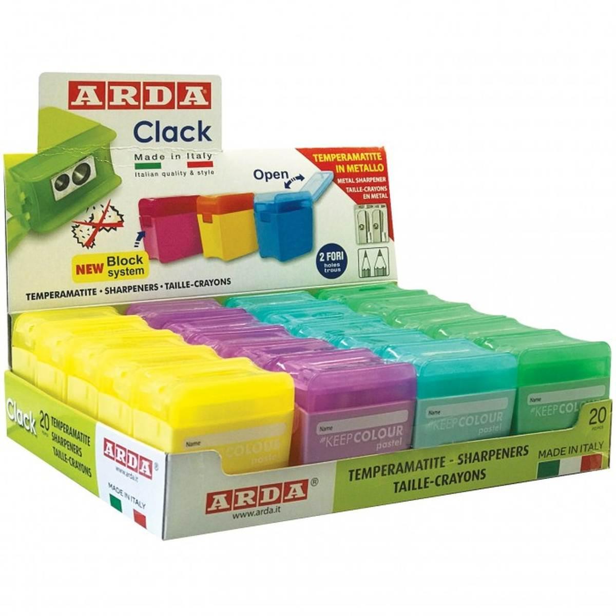 Arda - temperino clack keep colour pastel con serbatoio - 2 fori metal