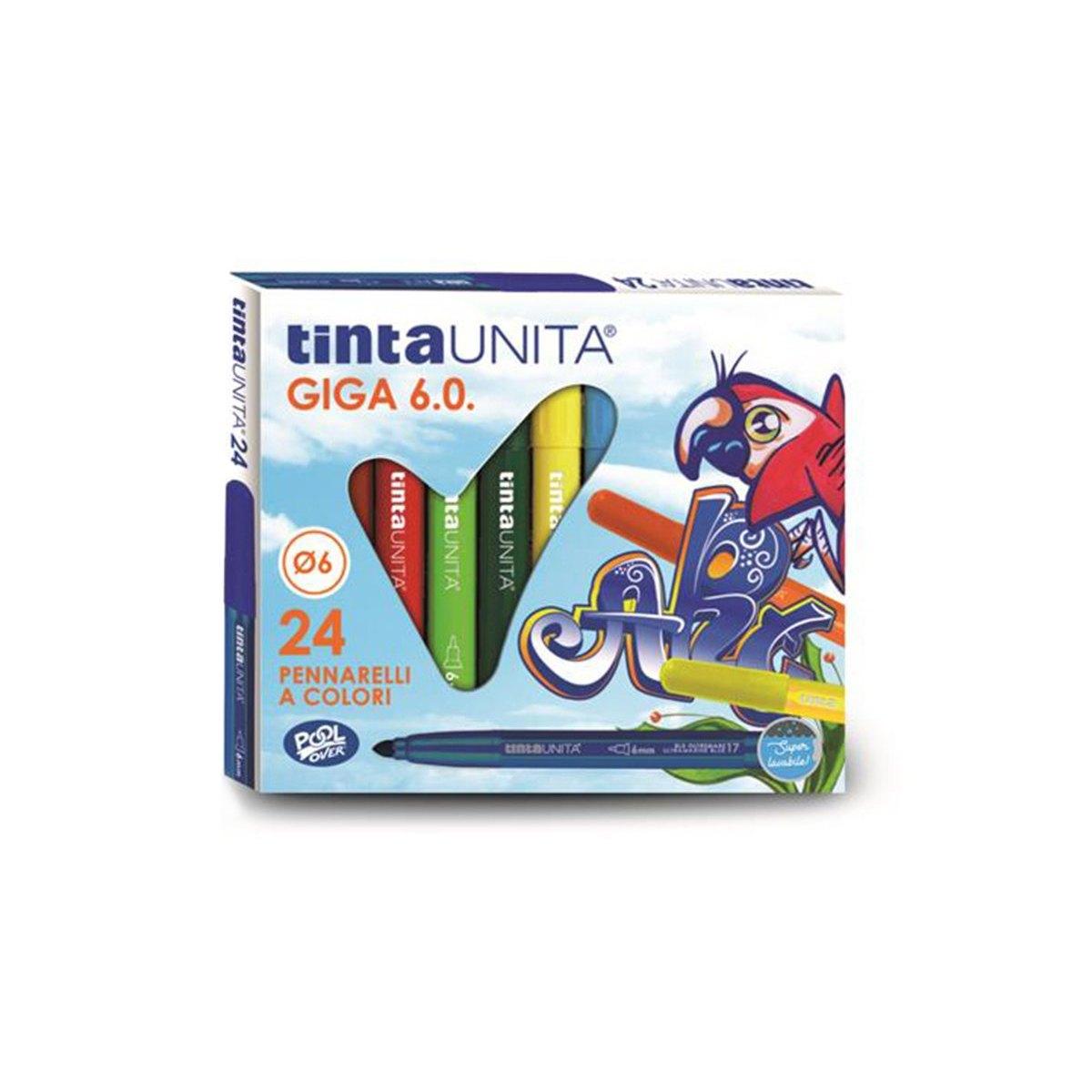 Tintaunita - pennarelli a colori giga - punta 6,0 mm - confezione da 24 pz