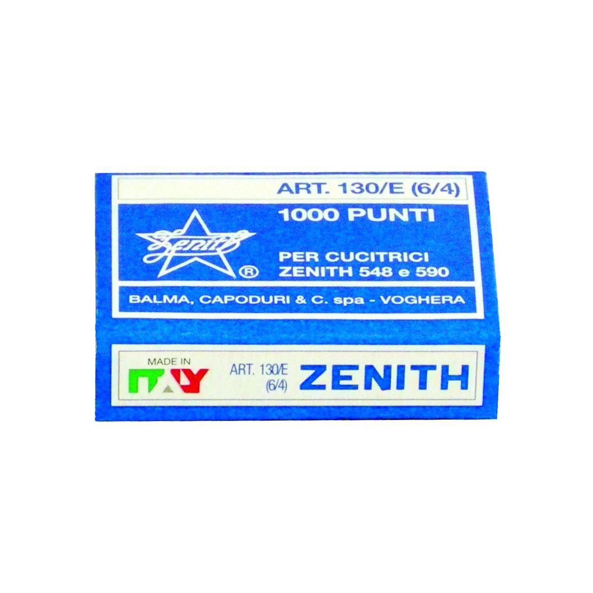 Zenith - scatola di 1.000 punti 130/e in acciaio (6/4) per cucitrice 590met, 548e