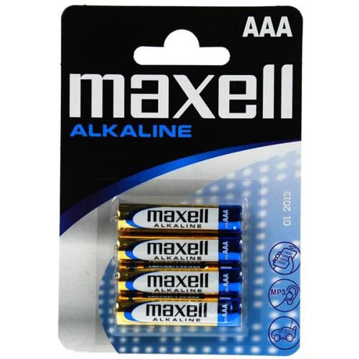 Maxell - batteria lr03 aaa alkaline 1,5v 2100mah 4 pezzi