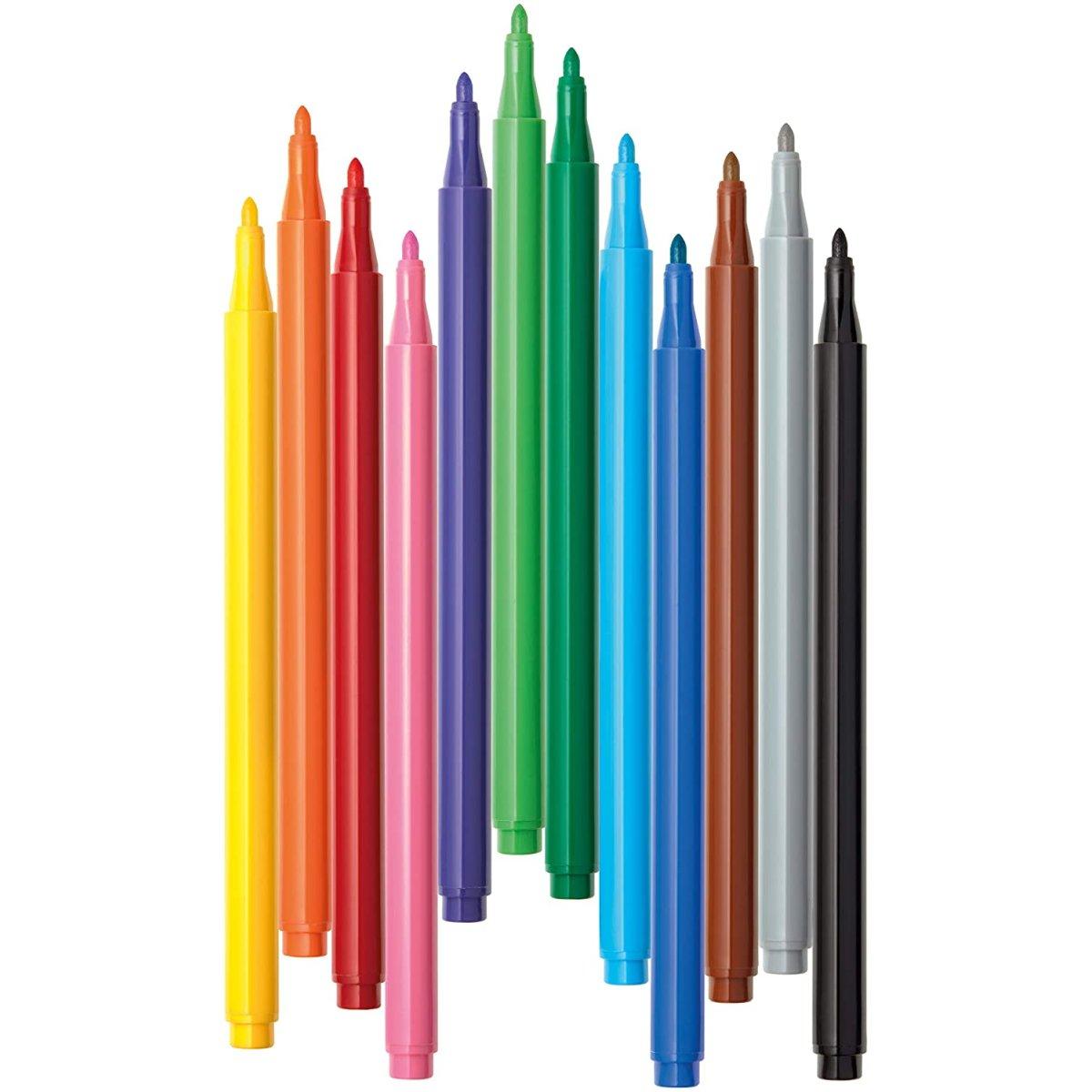 Fibracolor colorito delta 3 - pennarelli ergonomici triangolari - punta fine  3 mm - 12 pz