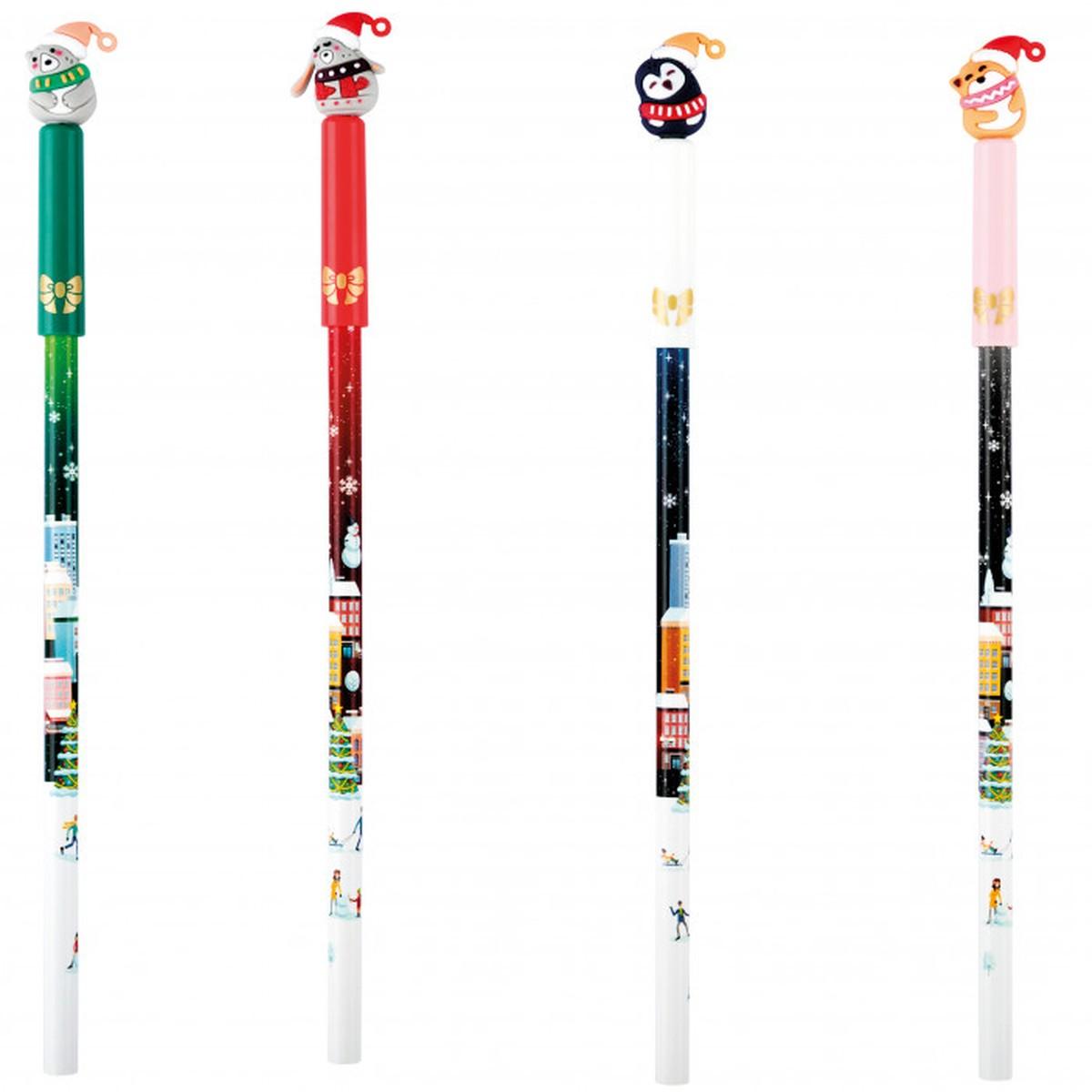 Lebez - matita con top natalizia - assortita in 4 soggetti