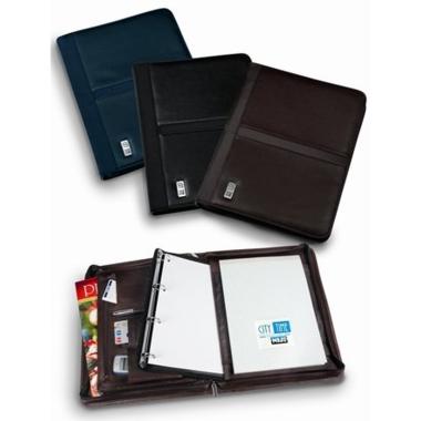 NIJI - PORTABLOCCO AN ANELLI "CITY TIME" CON CERNIERA IN SINTETICO MORBIDO - VARIE TASCHE INTERNE PORTAOGGETTI - CERNIERA - COMPLETO DI BLOCCO - FORMATO 36 X 29 CM