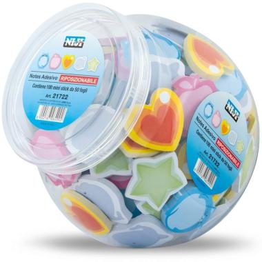Niji - fogli adesivi riposizionabili - formato 45 x 45 mm - blocchetto da 50 fogli - 5 sagome
