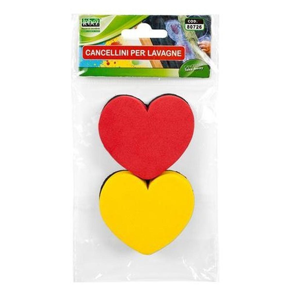 Lebez - cancellino per lavagna in eva - forma cuore & quadro - set 2 pz