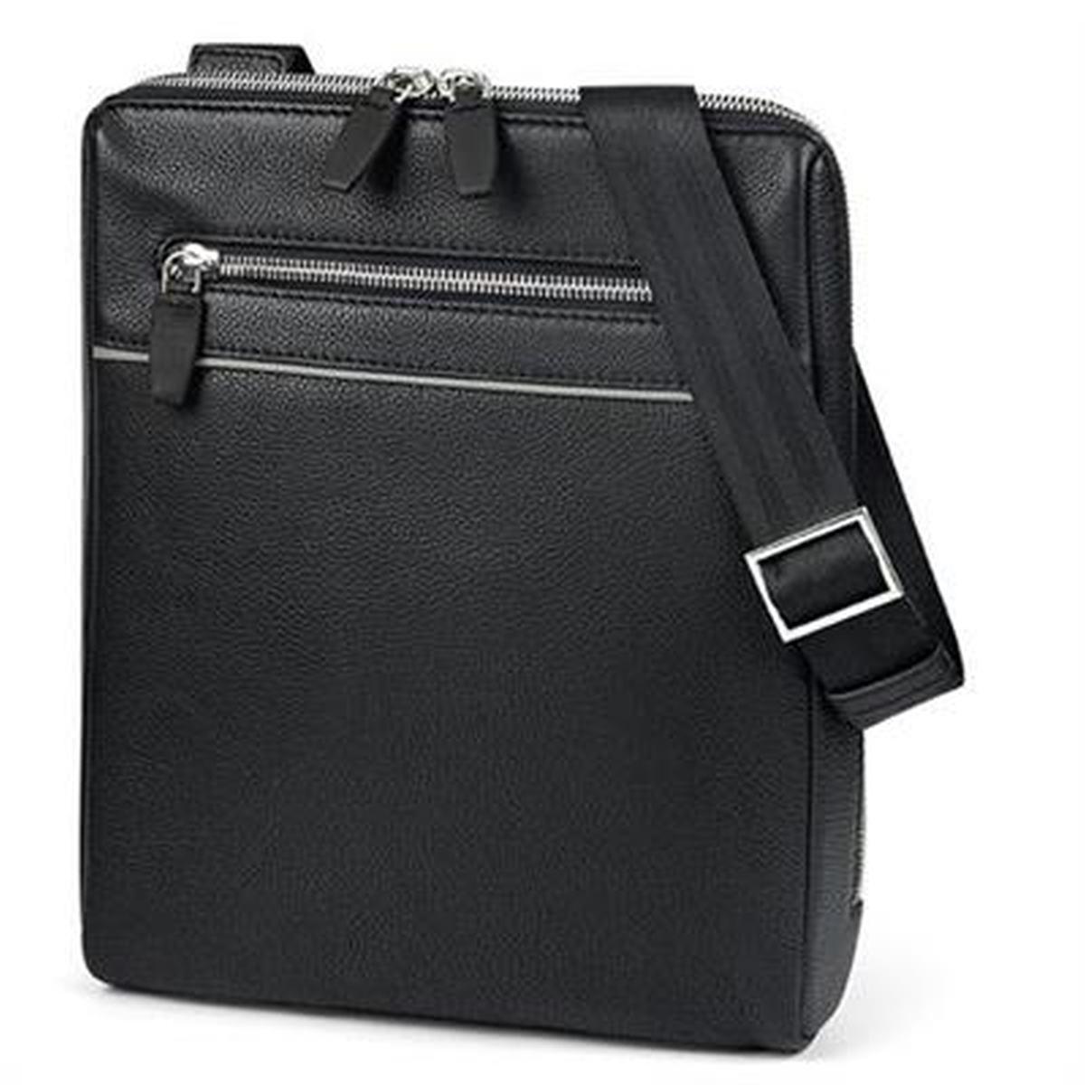 Tracolla multifunzioni in morbida pelle selezionata vano centrale con cerniera doppi scomparti esterni con cerniere vano interno con scomparti portaoggetti - tracolla regolabile -