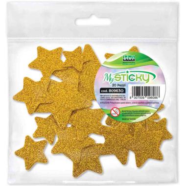 Lebez - stickers tridimensionali glitterati - 20 pezzi in 4 misure assortite