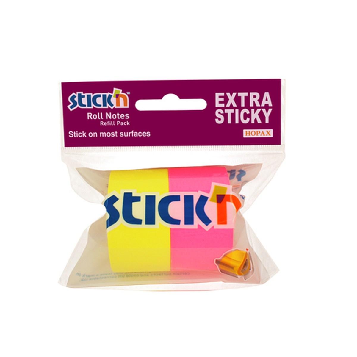 Stick'n - ricarica 2 rotoli carta adesiva - 25 mm x 10 mt - colori neon