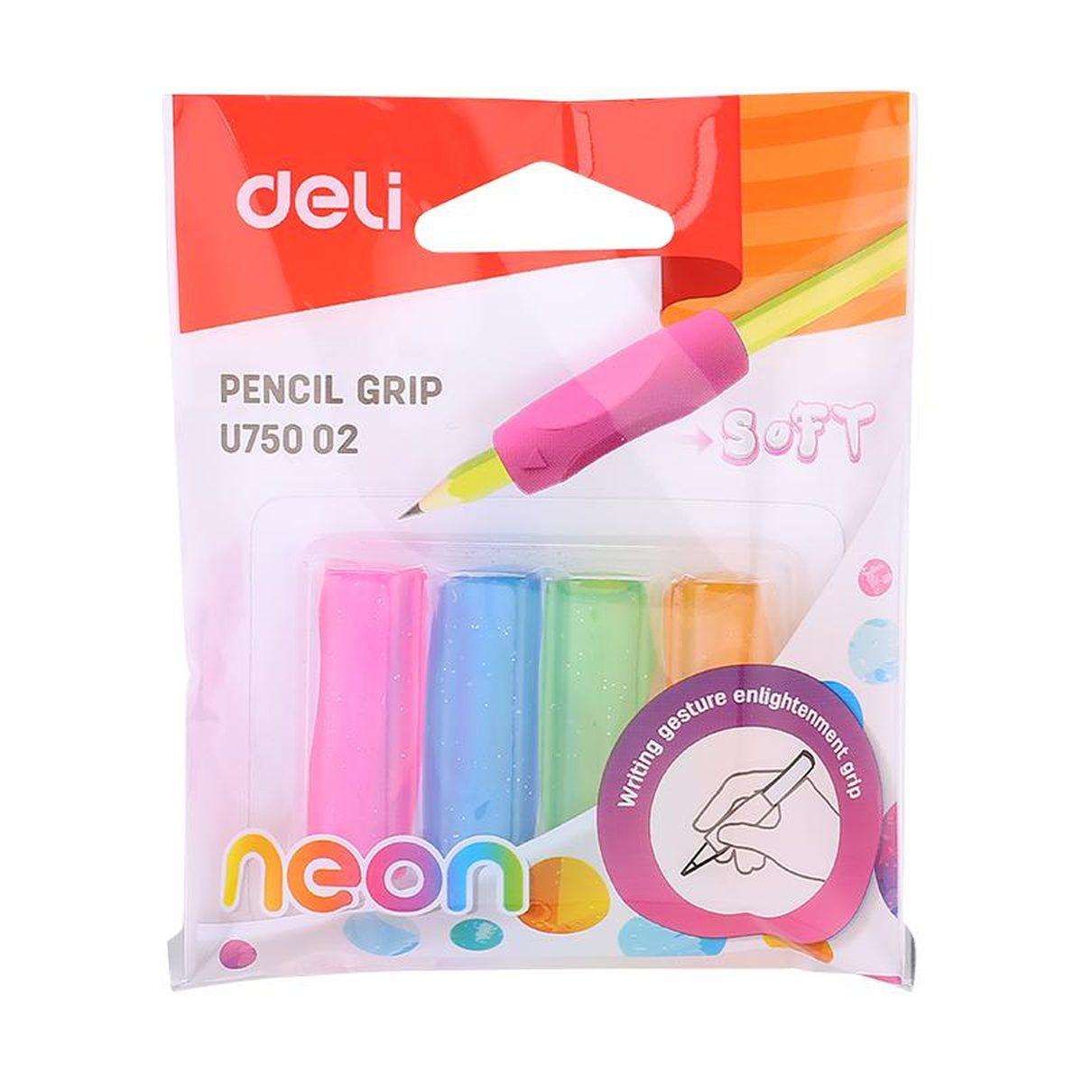 Deli - pencil grip - 4 grip per matite 12 x 12 x 39 mm - colori assortiti